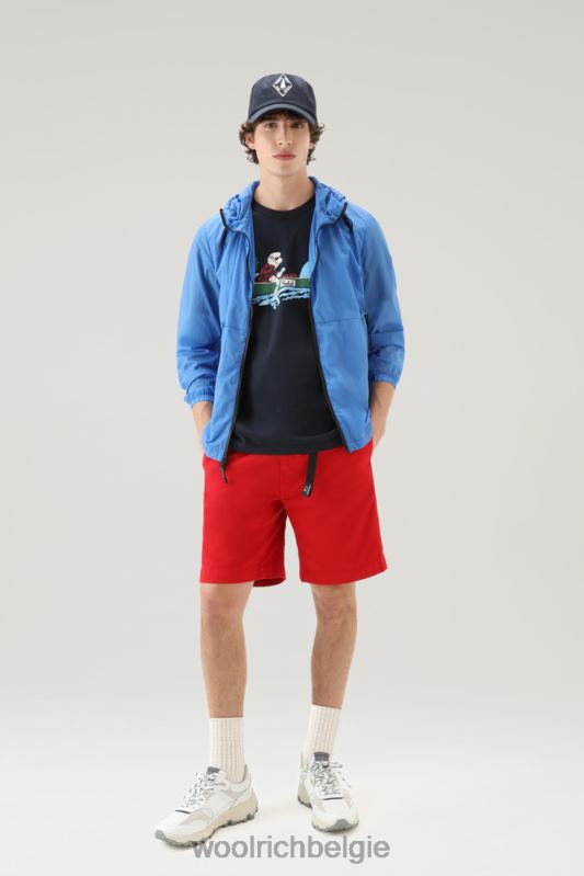 Opvouwbaar windjack van gekreukeld nylon Woolrich Heren 8TTN0560 klokje blauw kleding