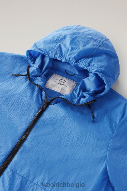 Opvouwbaar windjack van gekreukeld nylon Woolrich Heren 8TTN0560 klokje blauw kleding