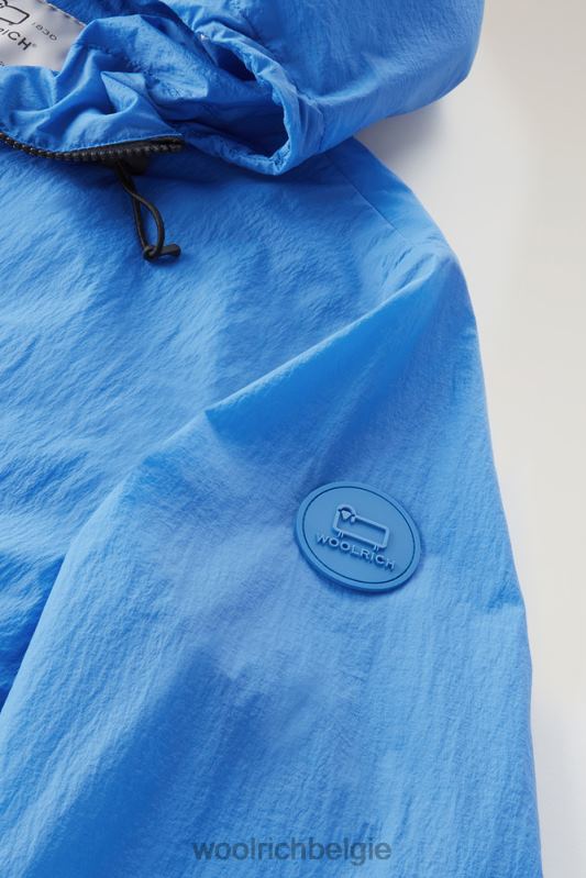 Opvouwbaar windjack van gekreukeld nylon Woolrich Heren 8TTN0560 klokje blauw kleding