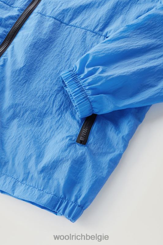Opvouwbaar windjack van gekreukeld nylon Woolrich Heren 8TTN0560 klokje blauw kleding