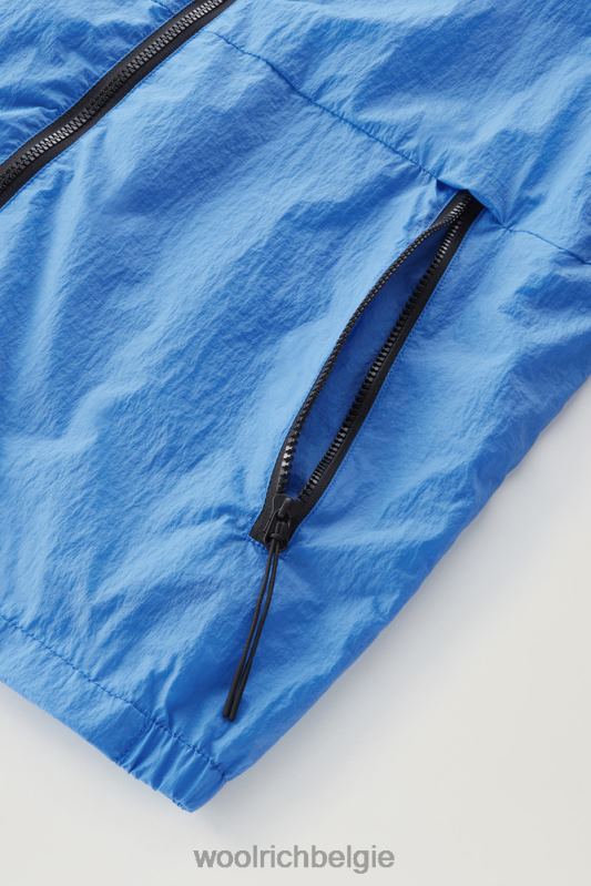 Opvouwbaar windjack van gekreukeld nylon Woolrich Heren 8TTN0560 klokje blauw kleding