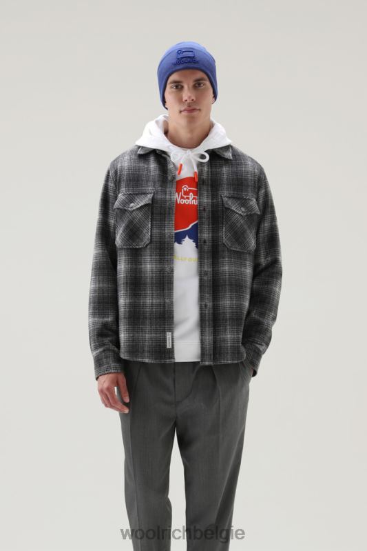 Overshirt met Alaska-ruit van gerecyclede Italiaanse wolmix Woolrich Heren 8TTN0668 grijze jacht kleding
