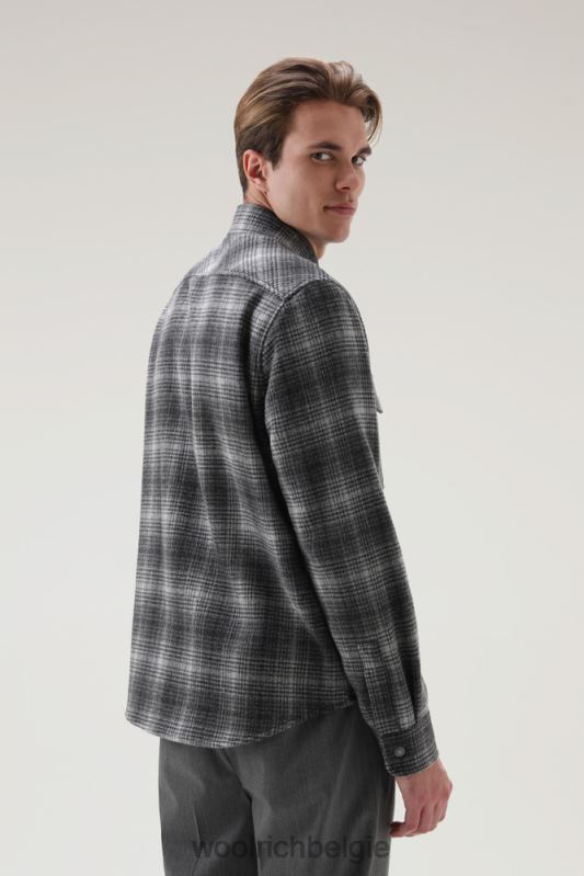 Overshirt met Alaska-ruit van gerecyclede Italiaanse wolmix Woolrich Heren 8TTN0668 grijze jacht kleding