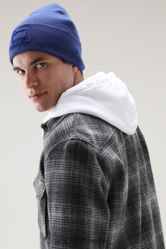 Overshirt met Alaska-ruit van gerecyclede Italiaanse wolmix Woolrich Heren 8TTN0668 grijze jacht kleding