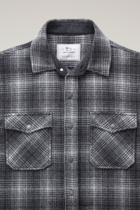 Overshirt met Alaska-ruit van gerecyclede Italiaanse wolmix Woolrich Heren 8TTN0668 grijze jacht kleding