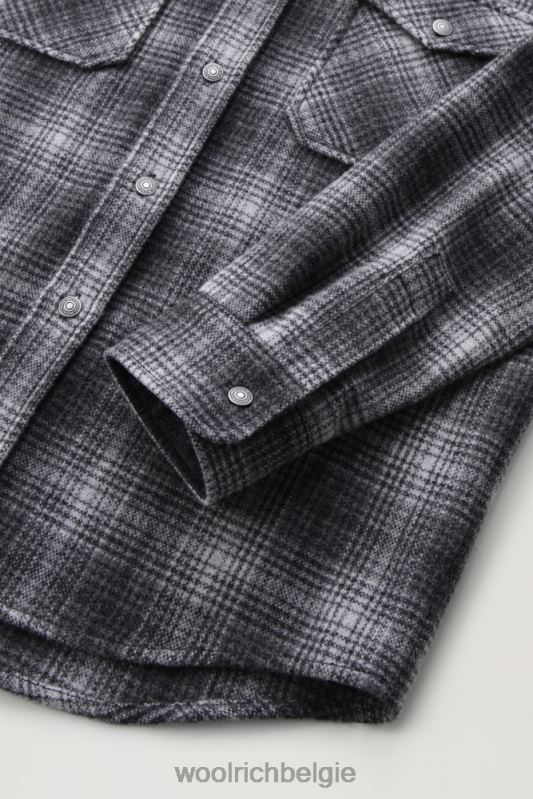 Overshirt met Alaska-ruit van gerecyclede Italiaanse wolmix Woolrich Heren 8TTN0668 grijze jacht kleding