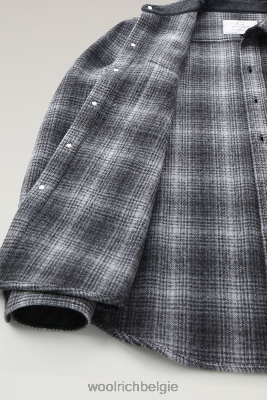 Overshirt met Alaska-ruit van gerecyclede Italiaanse wolmix Woolrich Heren 8TTN0668 grijze jacht kleding