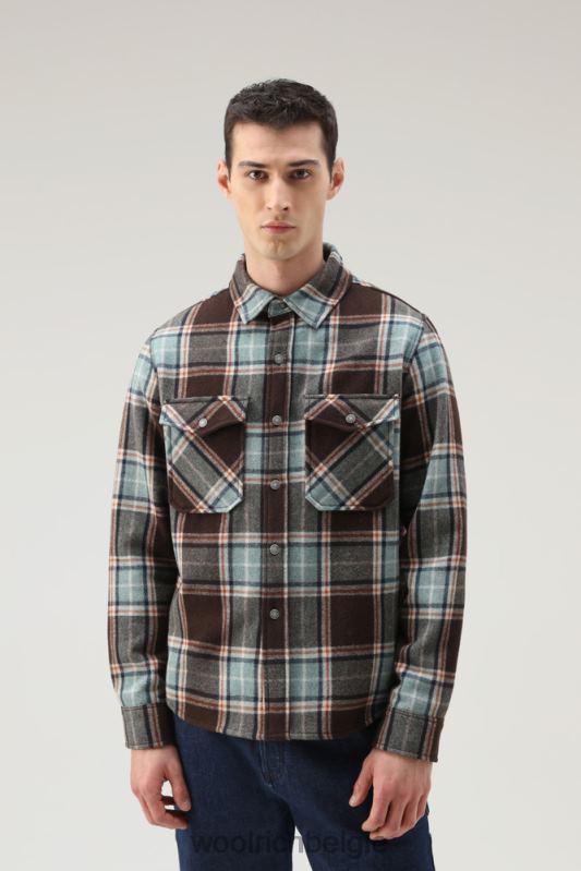 Overshirt met Alaska-ruit van gerecyclede Italiaanse wolmix Woolrich Heren 8TTN0686 woestijn controle kleding