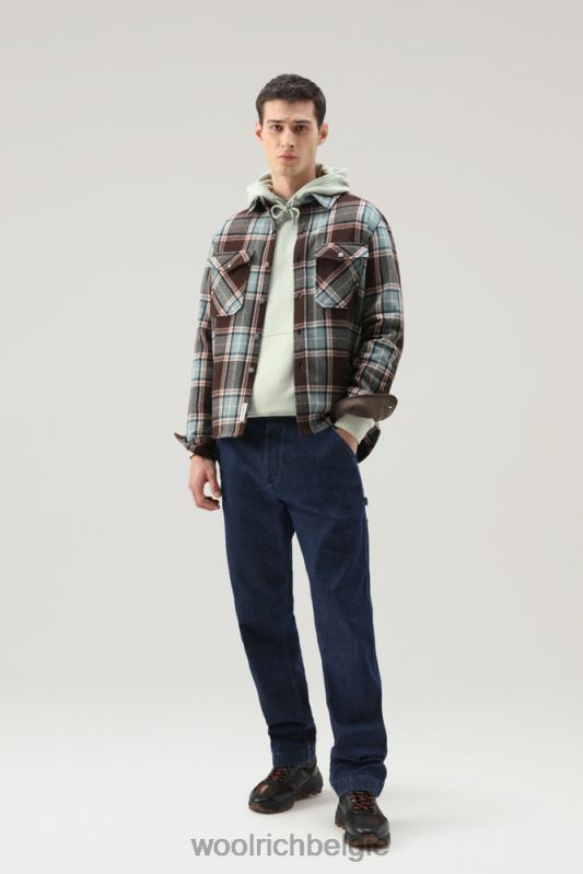 Overshirt met Alaska-ruit van gerecyclede Italiaanse wolmix Woolrich Heren 8TTN0686 woestijn controle kleding