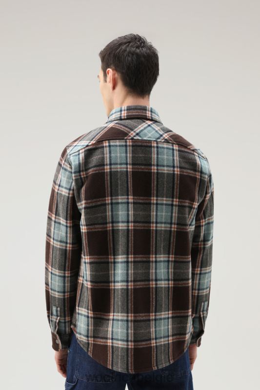 Overshirt met Alaska-ruit van gerecyclede Italiaanse wolmix Woolrich Heren 8TTN0686 woestijn controle kleding