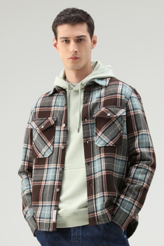 Overshirt met Alaska-ruit van gerecyclede Italiaanse wolmix Woolrich Heren 8TTN0686 woestijn controle kleding