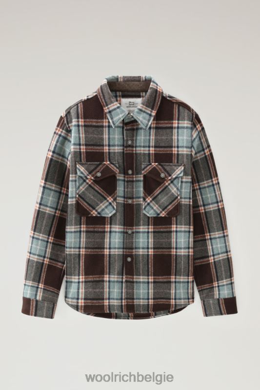 Overshirt met Alaska-ruit van gerecyclede Italiaanse wolmix Woolrich Heren 8TTN0686 woestijn controle kleding