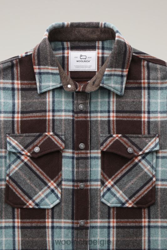 Overshirt met Alaska-ruit van gerecyclede Italiaanse wolmix Woolrich Heren 8TTN0686 woestijn controle kleding