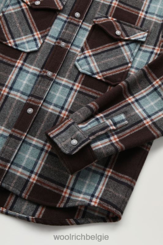 Overshirt met Alaska-ruit van gerecyclede Italiaanse wolmix Woolrich Heren 8TTN0686 woestijn controle kleding