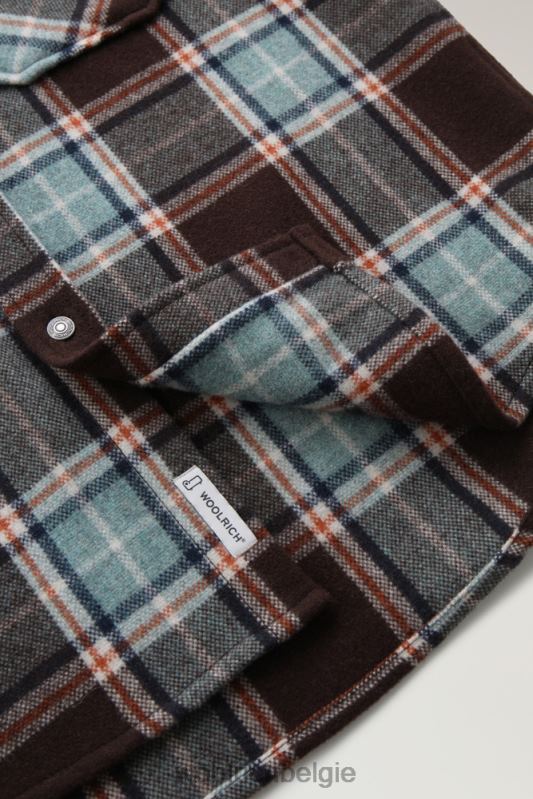Overshirt met Alaska-ruit van gerecyclede Italiaanse wolmix Woolrich Heren 8TTN0686 woestijn controle kleding