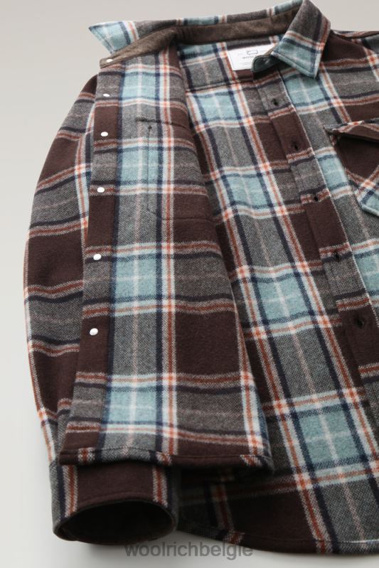 Overshirt met Alaska-ruit van gerecyclede Italiaanse wolmix Woolrich Heren 8TTN0686 woestijn controle kleding