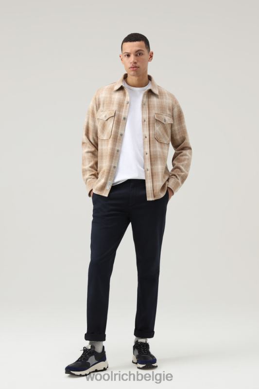 Overshirt met Alaska-ruit van gerecyclede Italiaanse wolmix Woolrich Heren 8TTN0691 kamelen jacht kleding