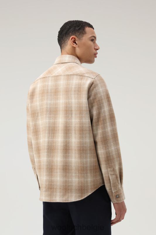 Overshirt met Alaska-ruit van gerecyclede Italiaanse wolmix Woolrich Heren 8TTN0691 kamelen jacht kleding