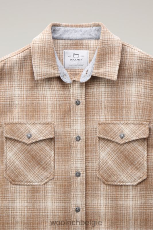 Overshirt met Alaska-ruit van gerecyclede Italiaanse wolmix Woolrich Heren 8TTN0691 kamelen jacht kleding