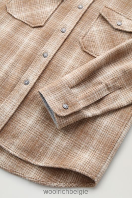 Overshirt met Alaska-ruit van gerecyclede Italiaanse wolmix Woolrich Heren 8TTN0691 kamelen jacht kleding