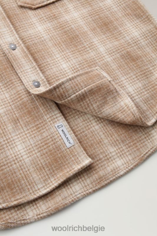 Overshirt met Alaska-ruit van gerecyclede Italiaanse wolmix Woolrich Heren 8TTN0691 kamelen jacht kleding