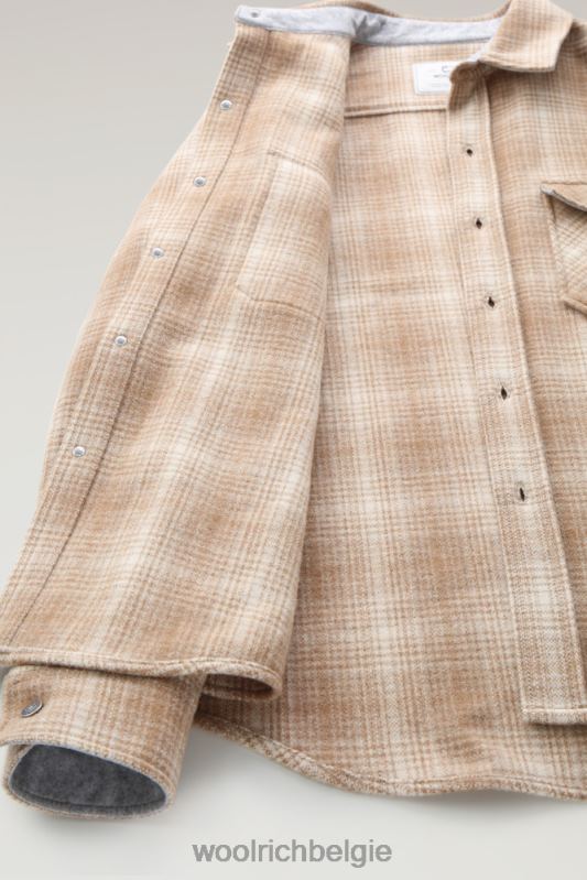 Overshirt met Alaska-ruit van gerecyclede Italiaanse wolmix Woolrich Heren 8TTN0691 kamelen jacht kleding