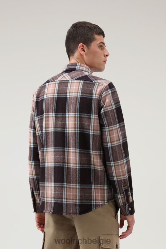 Overshirt met Alaska-ruit van gerecyclede Italiaanse wolmix Woolrich Heren 8TTN0704 roze ruit kleding