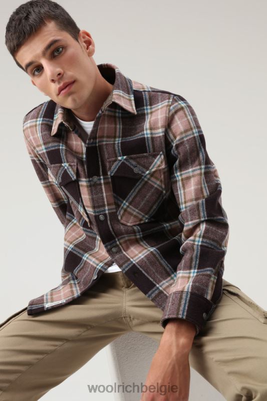 Overshirt met Alaska-ruit van gerecyclede Italiaanse wolmix Woolrich Heren 8TTN0704 roze ruit kleding