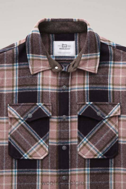 Overshirt met Alaska-ruit van gerecyclede Italiaanse wolmix Woolrich Heren 8TTN0704 roze ruit kleding