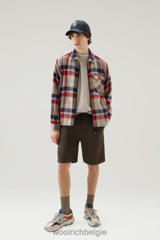 Overshirt met houtruiten van manteco-stof van een wol-katoenmix Woolrich Heren 8TTN0397 rode vinkje kleding