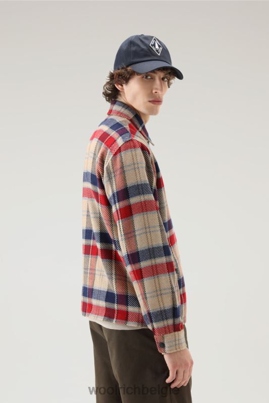 Overshirt met houtruiten van manteco-stof van een wol-katoenmix Woolrich Heren 8TTN0397 rode vinkje kleding