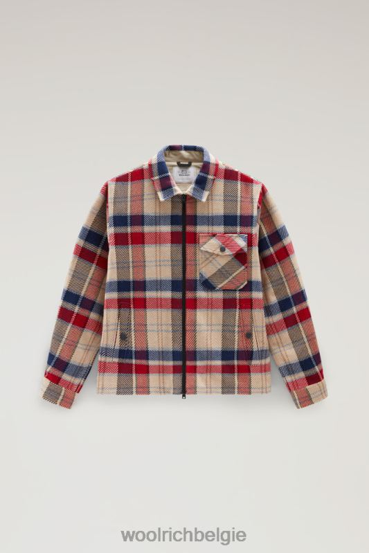Overshirt met houtruiten van manteco-stof van een wol-katoenmix Woolrich Heren 8TTN0397 rode vinkje kleding