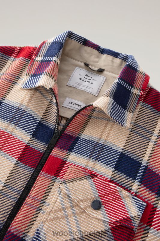 Overshirt met houtruiten van manteco-stof van een wol-katoenmix Woolrich Heren 8TTN0397 rode vinkje kleding