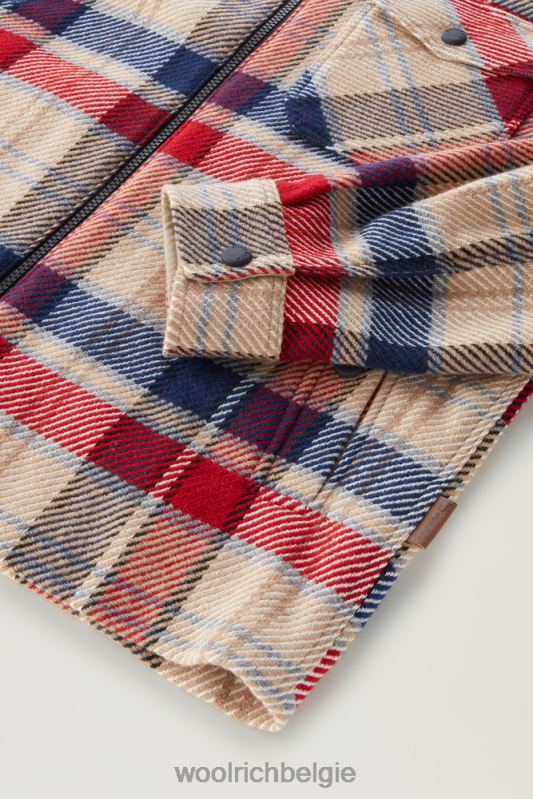 Overshirt met houtruiten van manteco-stof van een wol-katoenmix Woolrich Heren 8TTN0397 rode vinkje kleding