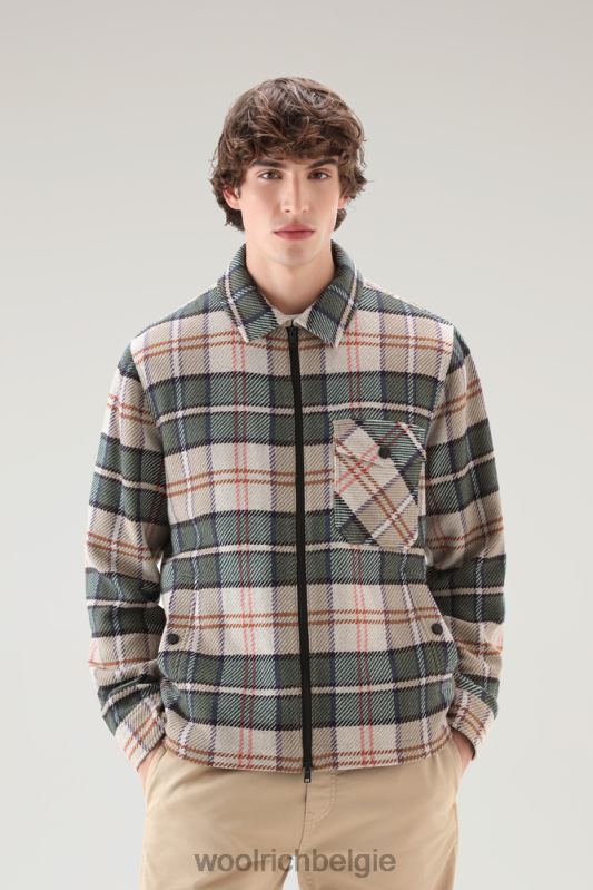 Overshirt met houtruiten van manteco-stof van een wol-katoenmix Woolrich Heren 8TTN0435 paarse ruit kleding