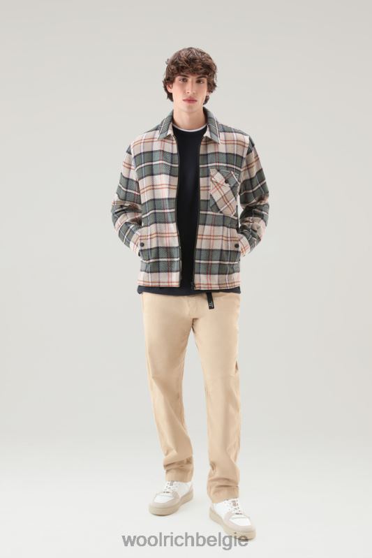 Overshirt met houtruiten van manteco-stof van een wol-katoenmix Woolrich Heren 8TTN0435 paarse ruit kleding