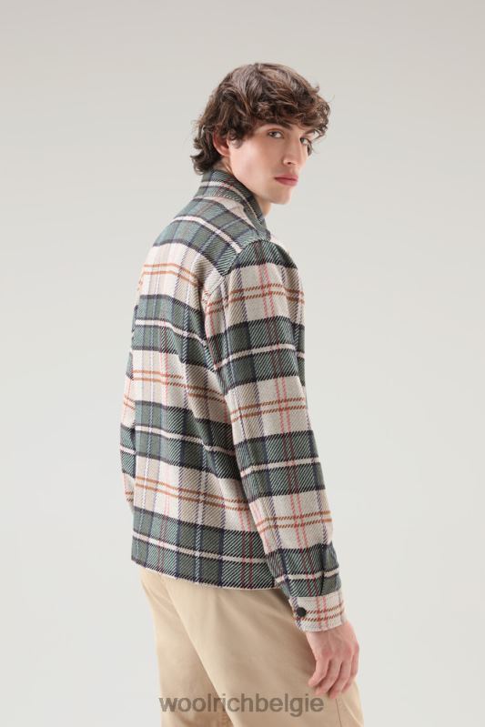 Overshirt met houtruiten van manteco-stof van een wol-katoenmix Woolrich Heren 8TTN0435 paarse ruit kleding