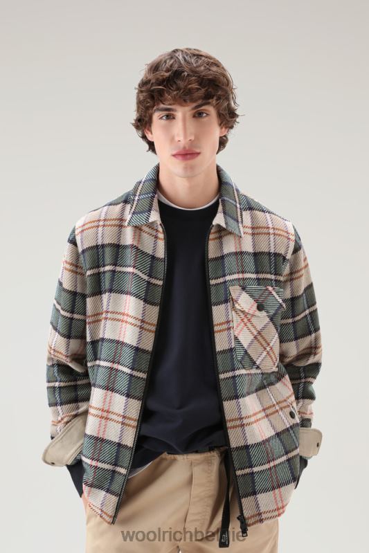 Overshirt met houtruiten van manteco-stof van een wol-katoenmix Woolrich Heren 8TTN0435 paarse ruit kleding