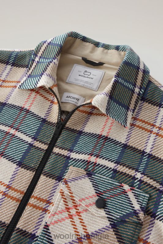 Overshirt met houtruiten van manteco-stof van een wol-katoenmix Woolrich Heren 8TTN0435 paarse ruit kleding