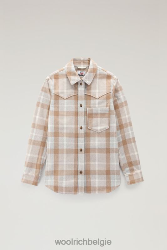 Overshirt met westernruit van flanel van een wolmix Woolrich vrouwen 8TTN0306 kameel controle kleding