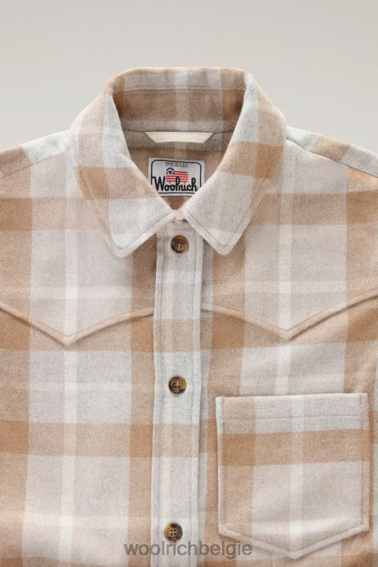 Overshirt met westernruit van flanel van een wolmix Woolrich vrouwen 8TTN0306 kameel controle kleding