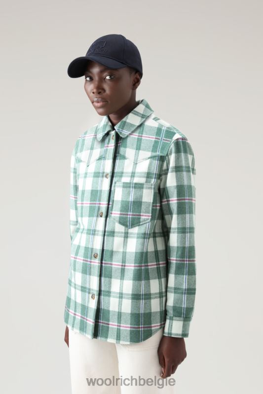 Overshirt met westernruit van flanel van een wolmix Woolrich vrouwen 8TTN0324 groene vink kleding