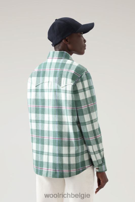 Overshirt met westernruit van flanel van een wolmix Woolrich vrouwen 8TTN0324 groene vink kleding