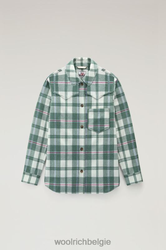 Overshirt met westernruit van flanel van een wolmix Woolrich vrouwen 8TTN0324 groene vink kleding
