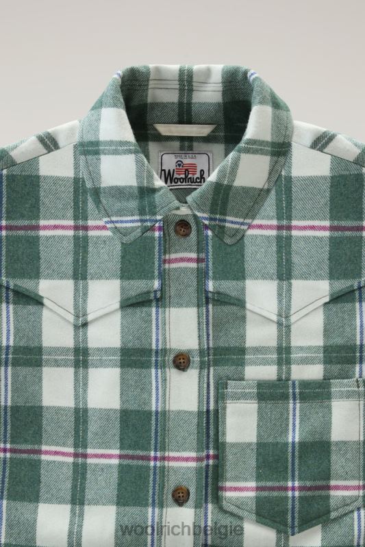 Overshirt met westernruit van flanel van een wolmix Woolrich vrouwen 8TTN0324 groene vink kleding