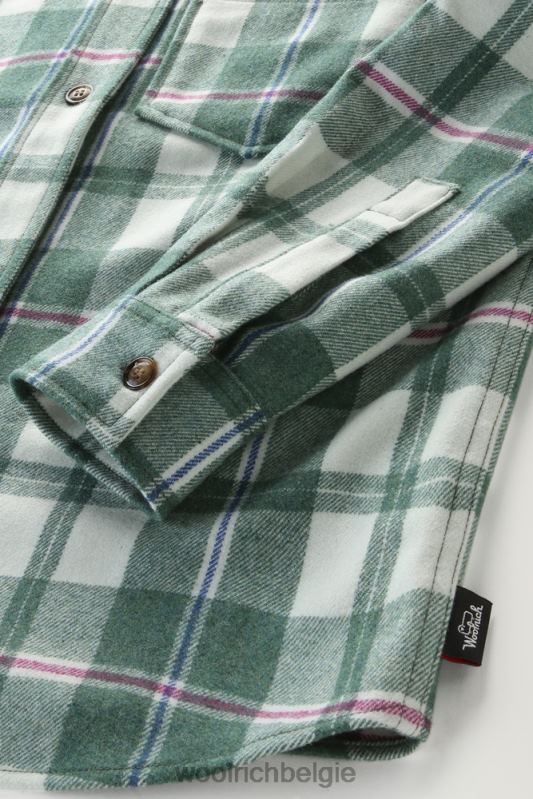 Overshirt met westernruit van flanel van een wolmix Woolrich vrouwen 8TTN0324 groene vink kleding