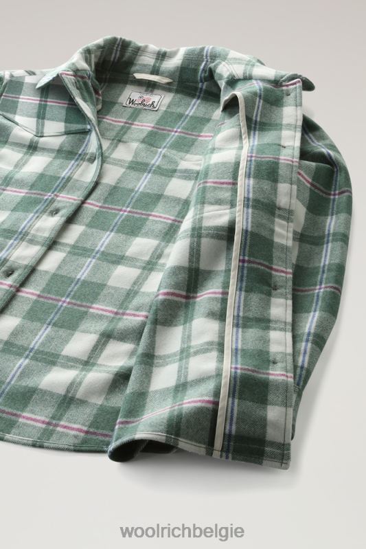Overshirt met westernruit van flanel van een wolmix Woolrich vrouwen 8TTN0324 groene vink kleding