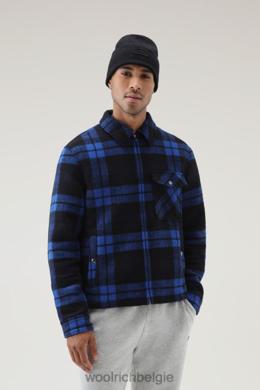 Overshirt van geruit flanellen houtmix met ritssluiting aan de voorkant van een wolmix Woolrich Heren 8TTN0756 koninklijke cheque kleding