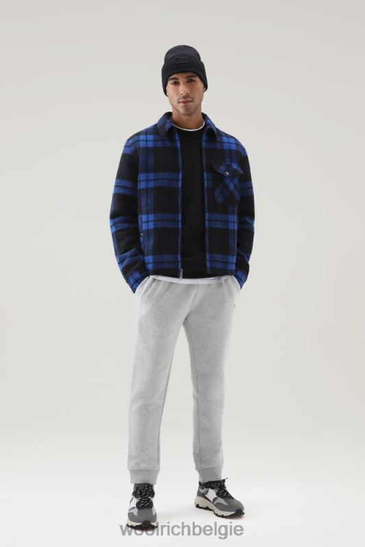 Overshirt van geruit flanellen houtmix met ritssluiting aan de voorkant van een wolmix Woolrich Heren 8TTN0756 koninklijke cheque kleding