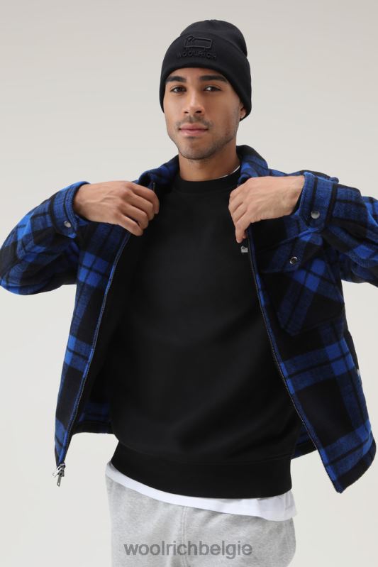 Overshirt van geruit flanellen houtmix met ritssluiting aan de voorkant van een wolmix Woolrich Heren 8TTN0756 koninklijke cheque kleding